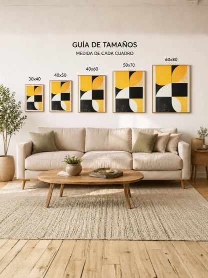 Cuadro Decorativo Trendy, Geométrico Amarillo Negro I