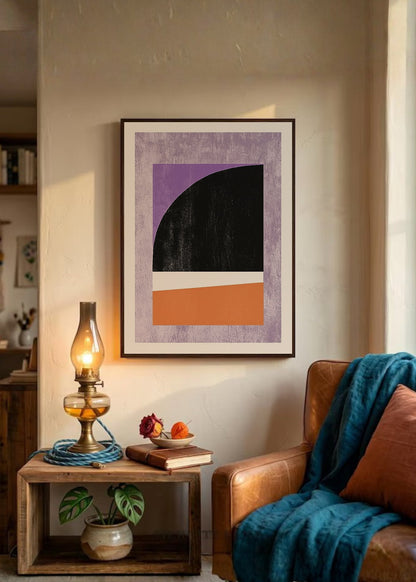 Cuadro Decorativo Trendy, Geométrico Lila Negro Naranja