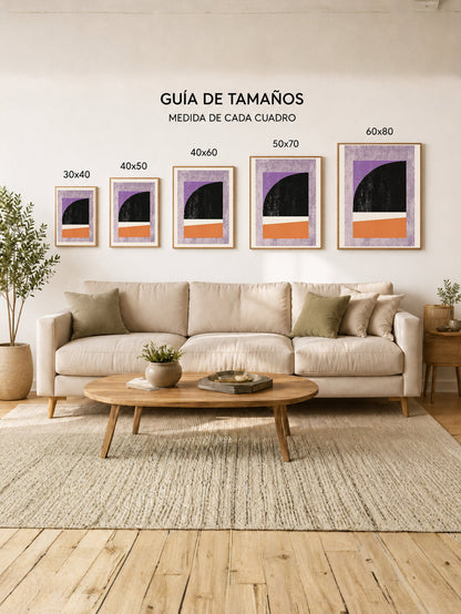 Cuadro Decorativo Trendy, Geométrico Lila Negro Naranja