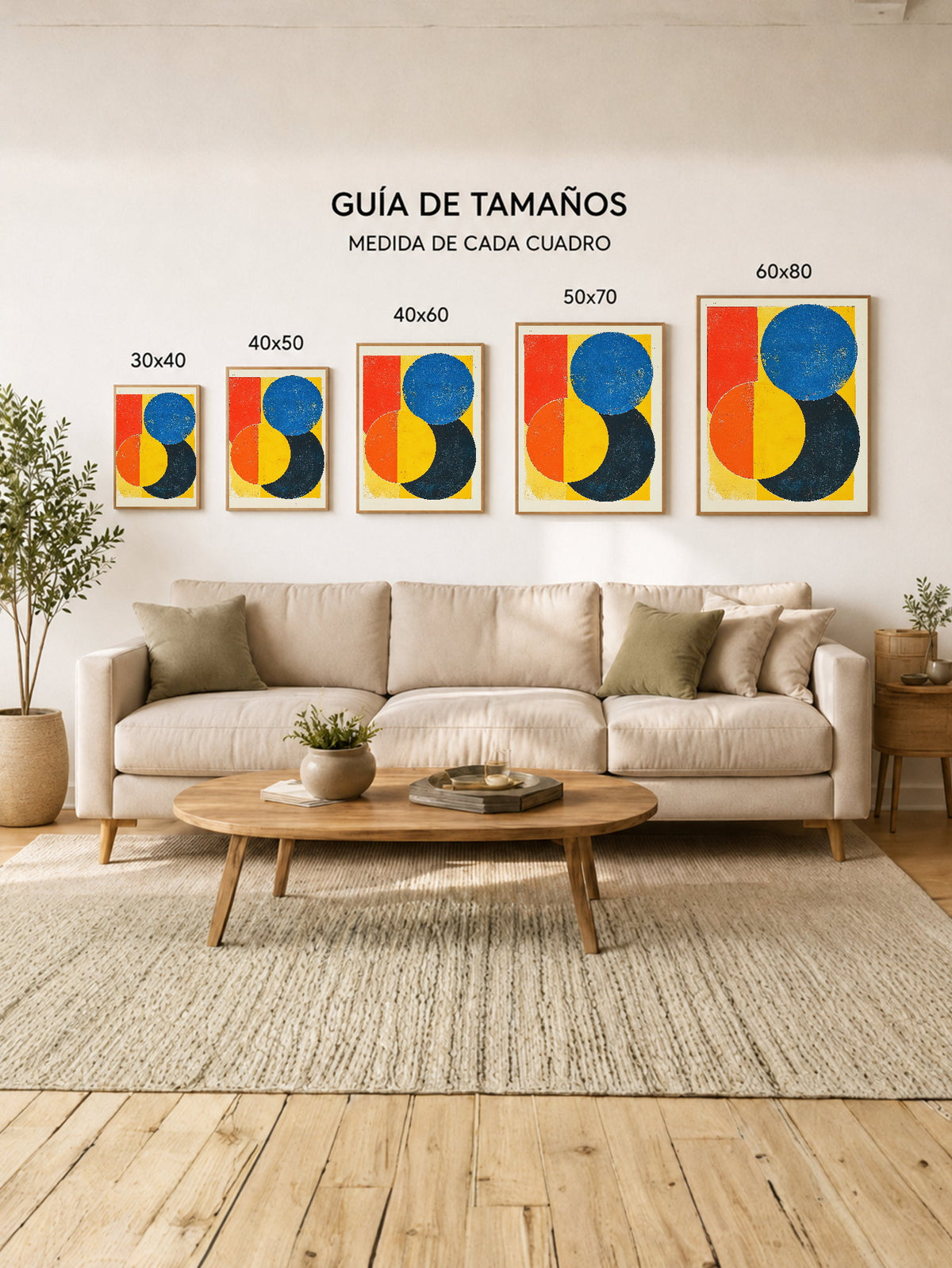 Cuadro Decorativo Trendy, Geométrico Rojo Azul Amarillo