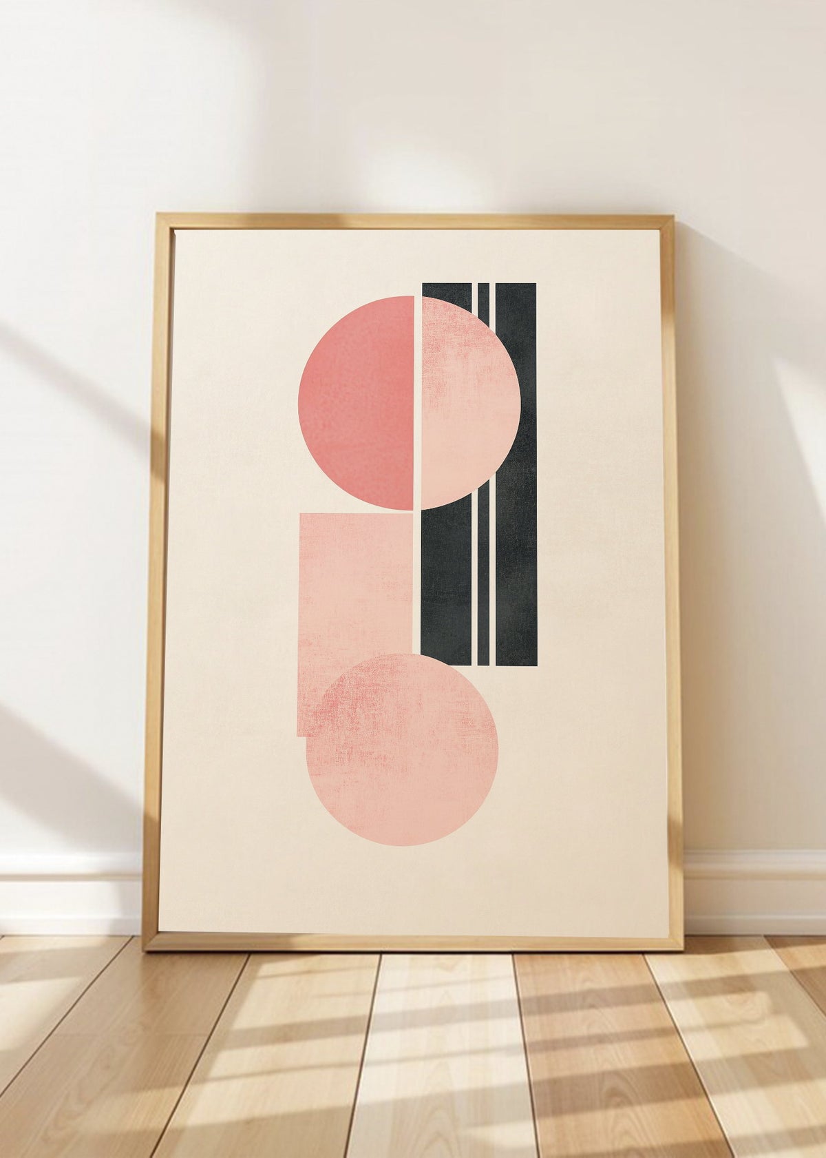 Cuadro Decorativo Trendy, Geométrico Rosa Negro Crema