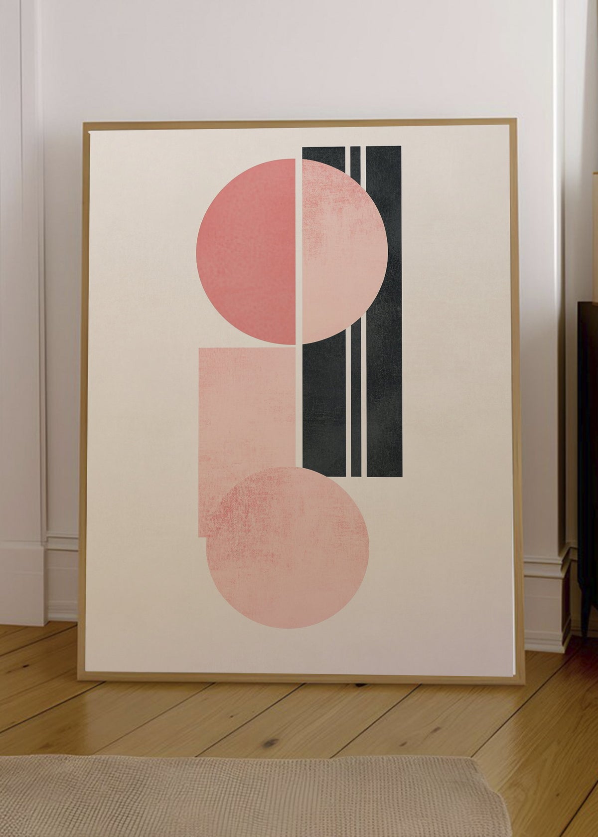 Cuadro Decorativo Trendy, Geométrico Rosa Negro Crema