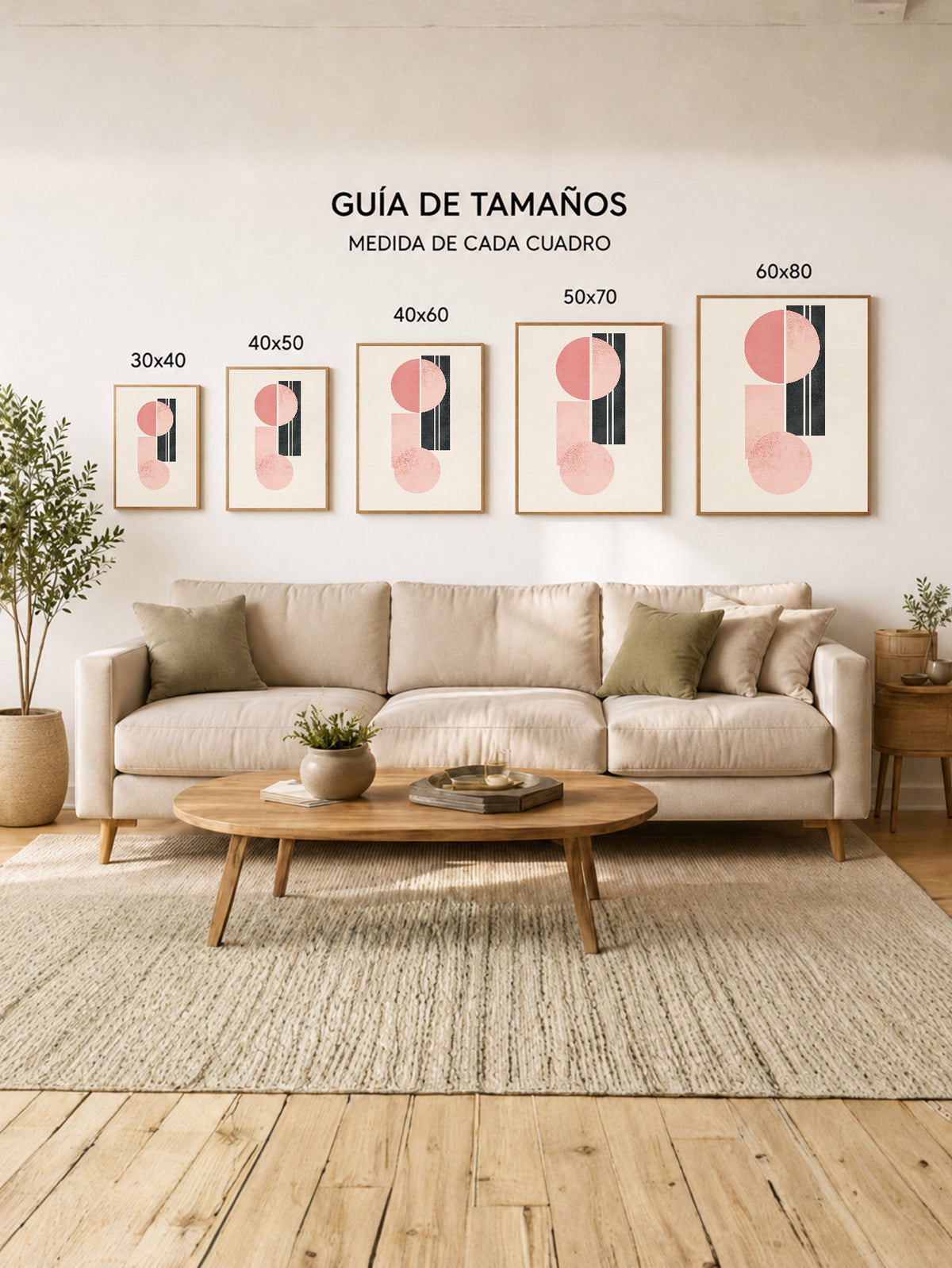 Cuadro Decorativo Trendy, Geométrico Rosa Negro Crema