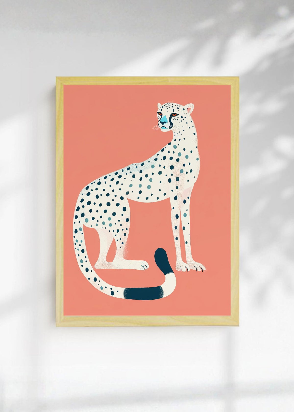 Cuadro Decorativo Trendy, Guepardo Blanco Fondo Coral