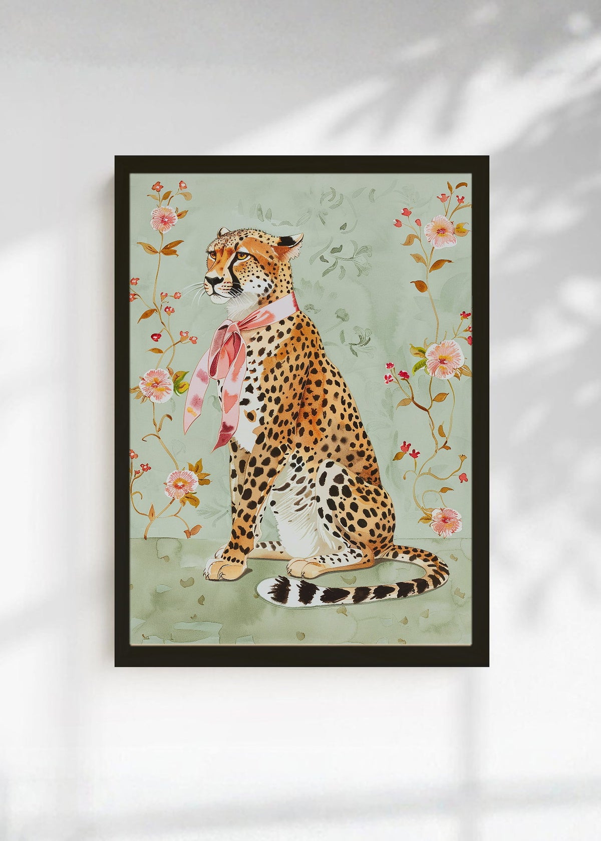 Cuadro Decorativo Trendy, Guepardo Mono Rosa Floral