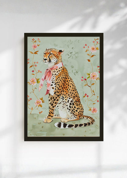 Cuadro Decorativo Trendy, Guepardo Mono Rosa Floral