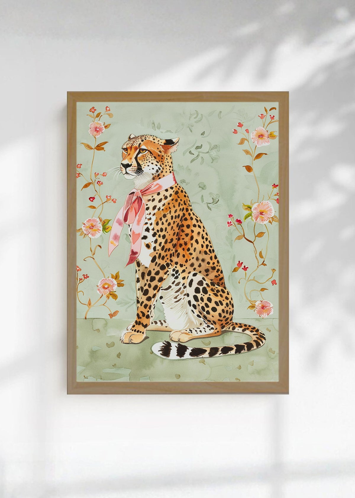 Cuadro Decorativo Trendy, Guepardo Mono Rosa Floral