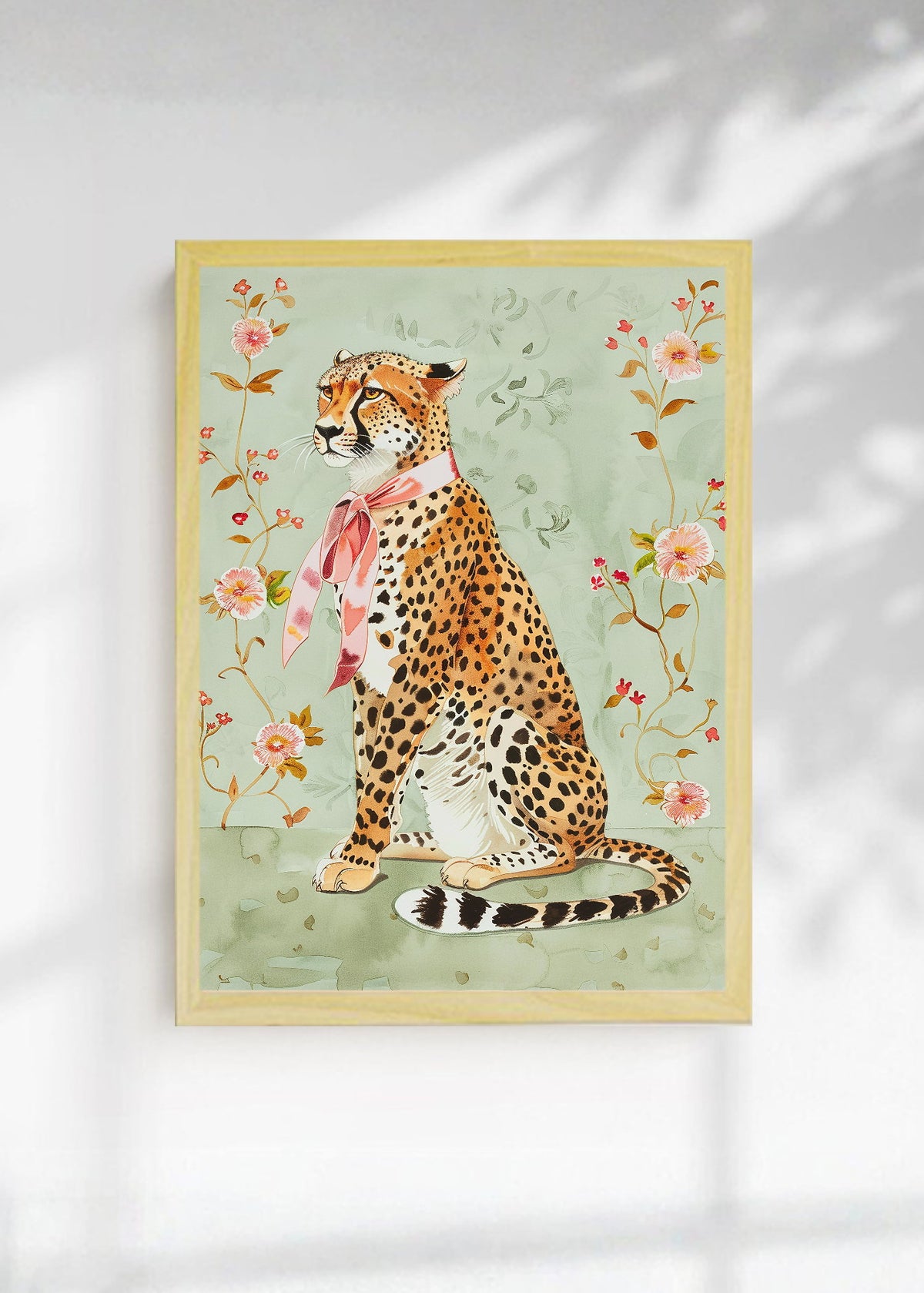 Cuadro Decorativo Trendy, Guepardo Mono Rosa Floral