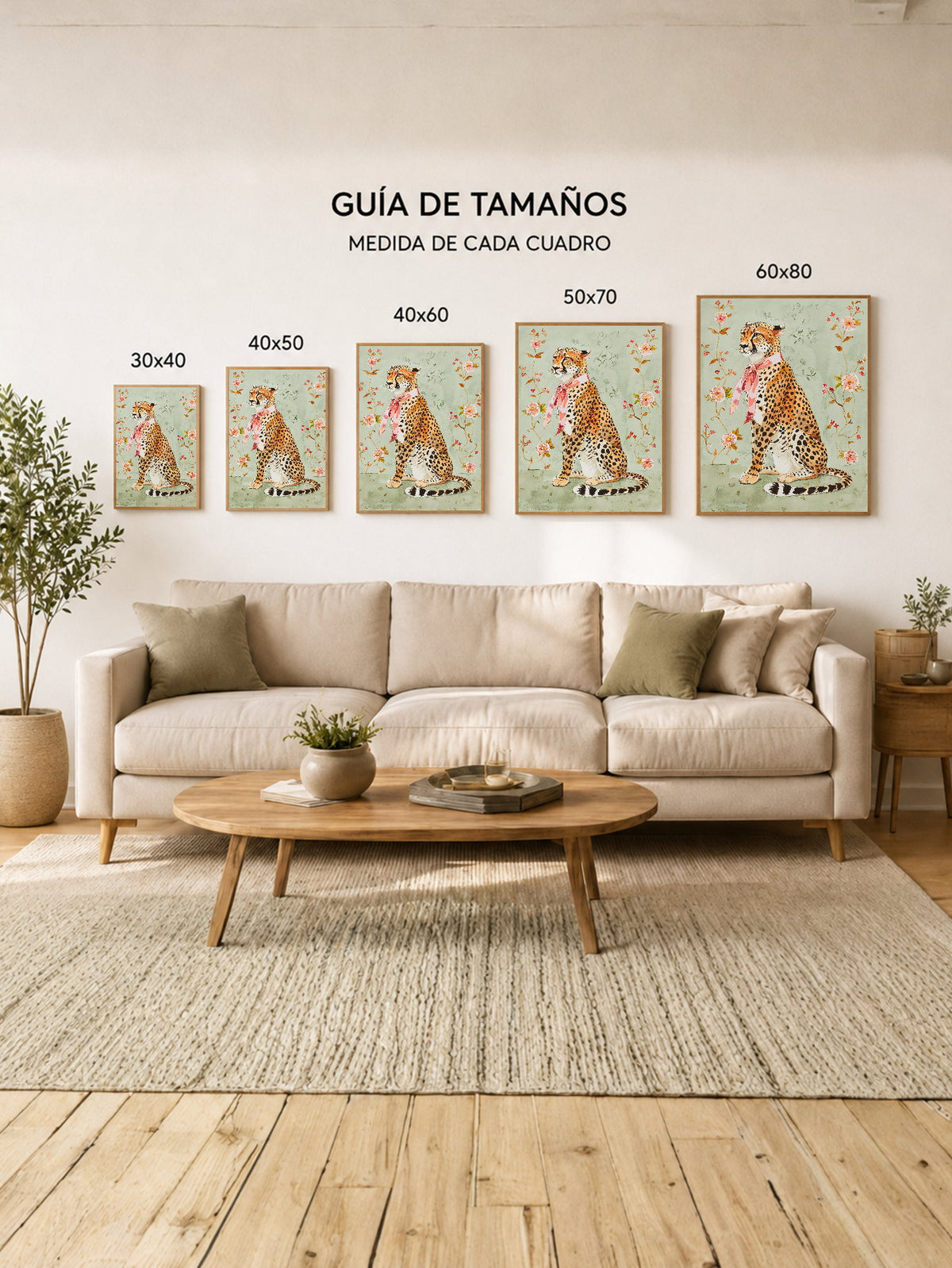 Cuadro Decorativo Trendy, Guepardo Mono Rosa Floral
