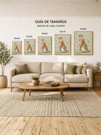 Cuadro Decorativo Trendy, Guepardo Mono Rosa Floral