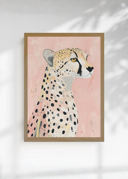 Cuadro Decorativo Trendy, Guepardo Perfil Rosa Suave