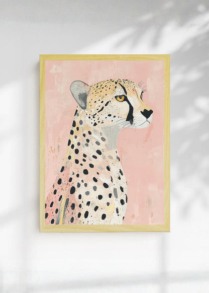 Cuadro Decorativo Trendy, Guepardo Perfil Rosa Suave