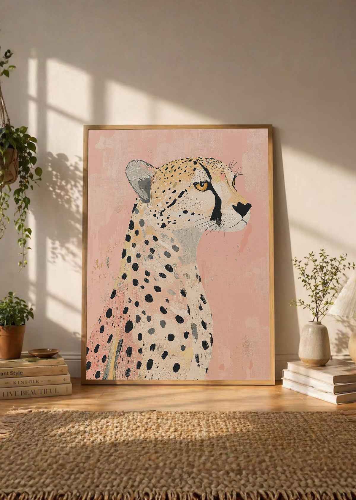 Cuadro Decorativo Trendy, Guepardo Perfil Rosa Suave