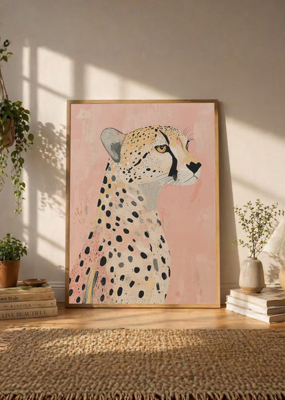Cuadro Decorativo Trendy, Guepardo Perfil Rosa Suave