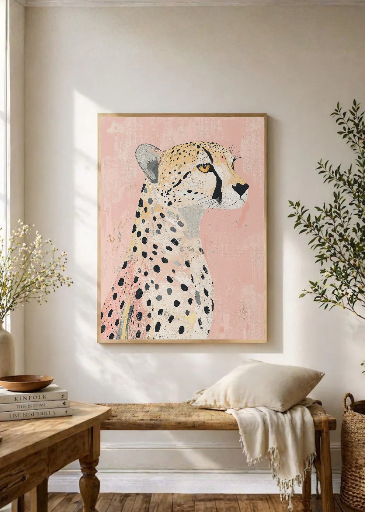 Cuadro Decorativo Trendy, Guepardo Perfil Rosa Suave