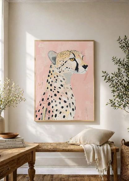 Cuadro Decorativo Trendy, Guepardo Perfil Rosa Suave