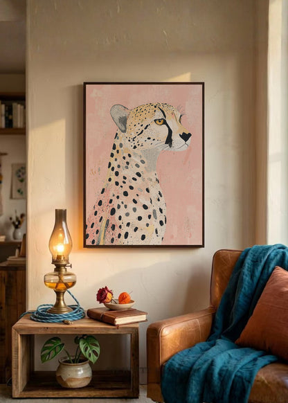 Cuadro Decorativo Trendy, Guepardo Perfil Rosa Suave