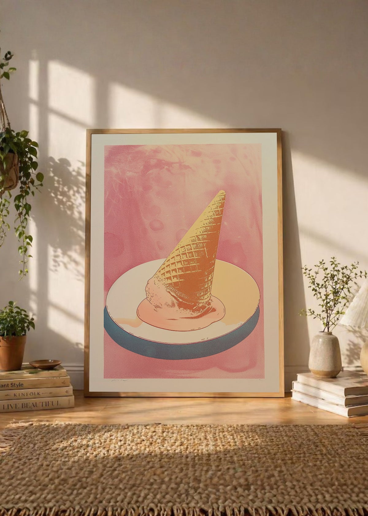 Cuadro Decorativo Trendy, Helado Cucurucho Rosa Pastel