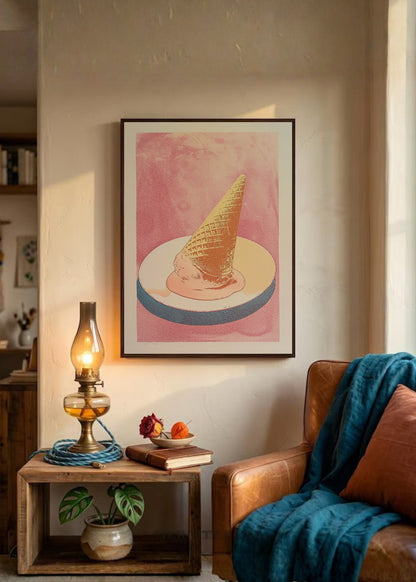 Cuadro Decorativo Trendy, Helado Cucurucho Rosa Pastel