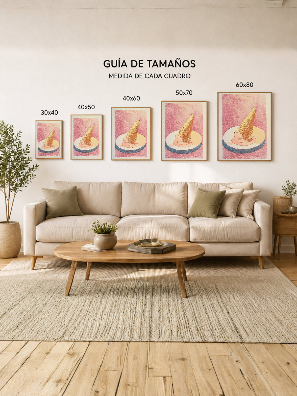 Cuadro Decorativo Trendy, Helado Cucurucho Rosa Pastel
