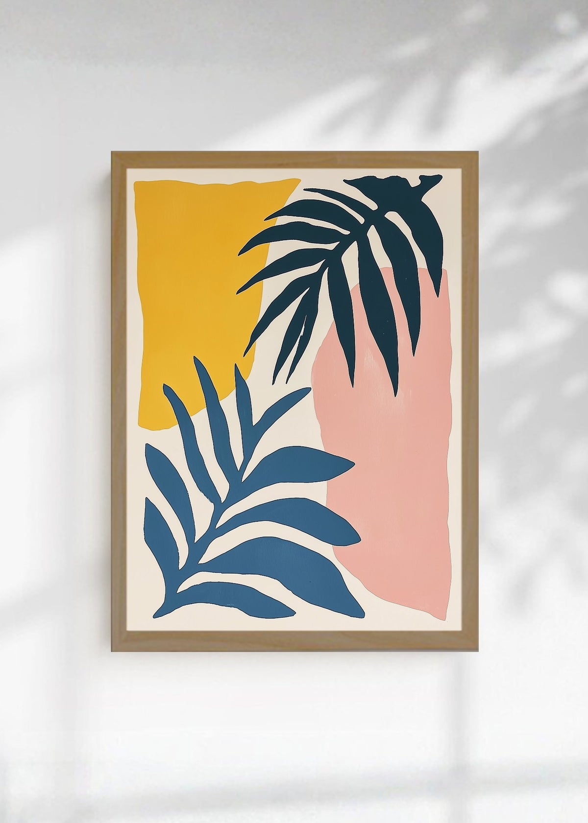Cuadro Decorativo Trendy, Hojas Palmera Azul Mostaza
