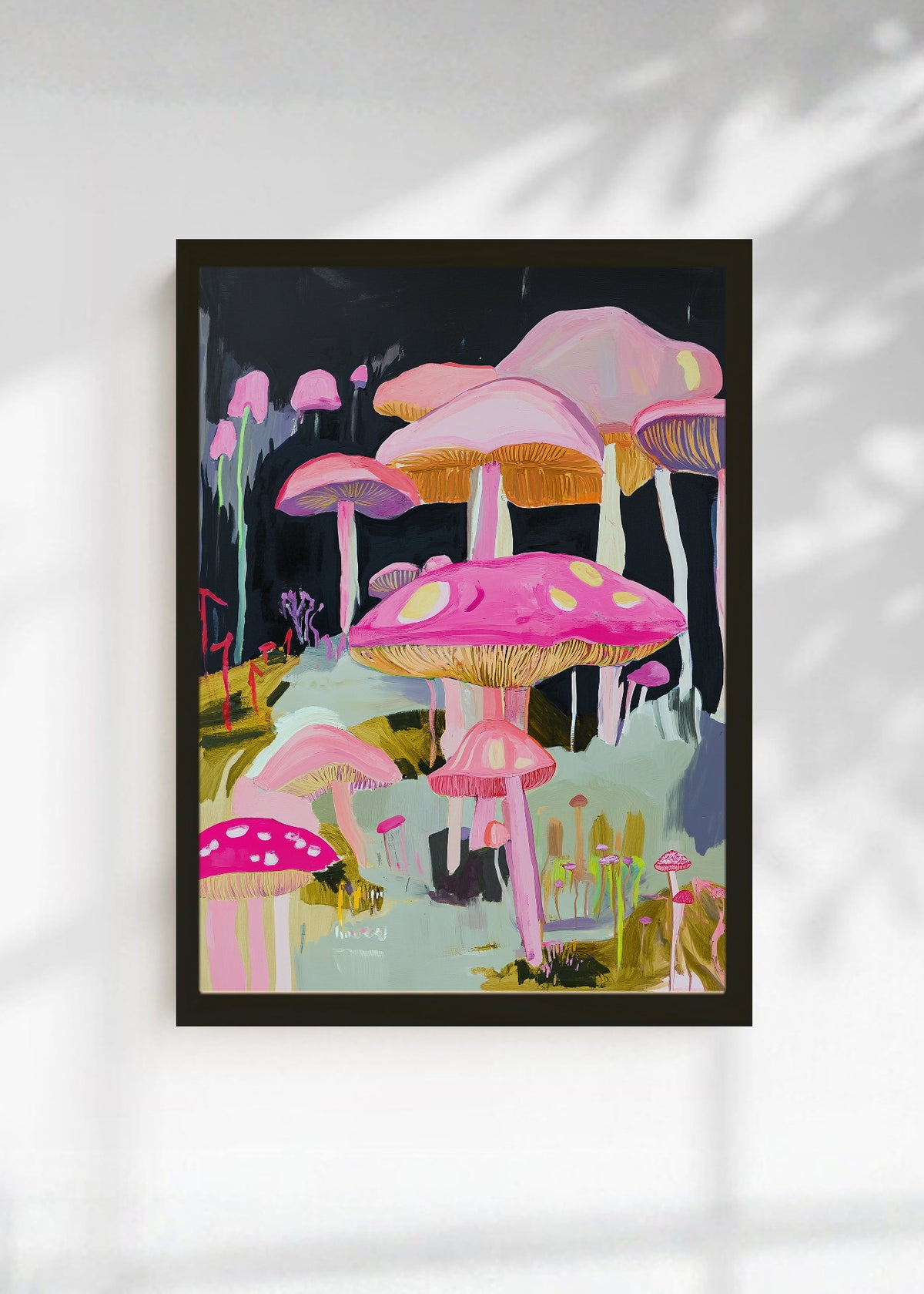 Cuadro Decorativo Trendy, Hongos Rosa Bosque Fantasía