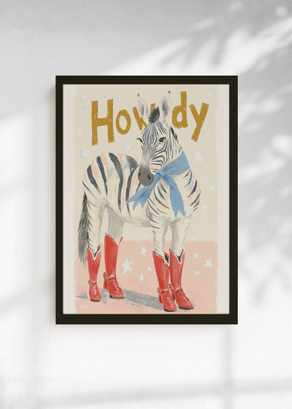 Cuadro Decorativo Trendy, Howdy Cebra Botas Crema