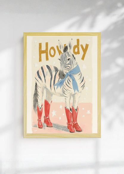 Cuadro Decorativo Trendy, Howdy Cebra Botas Crema