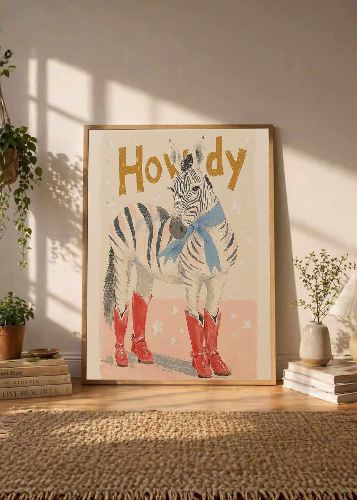 Cuadro Decorativo Trendy, Howdy Cebra Botas Crema
