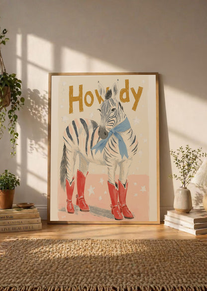 Cuadro Decorativo Trendy, Howdy Cebra Botas Crema