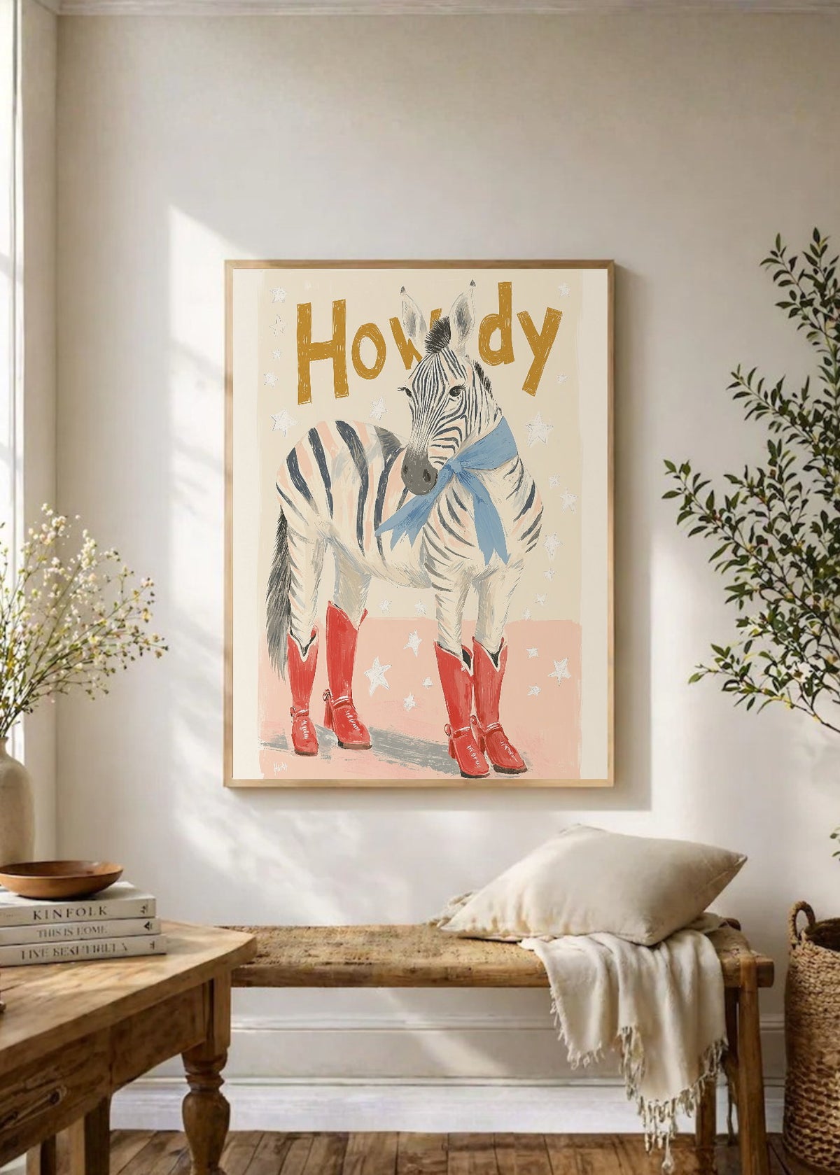 Cuadro Decorativo Trendy, Howdy Cebra Botas Crema