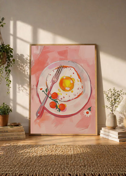 Cuadro Decorativo Trendy, Huevo Frito Plato Rosa