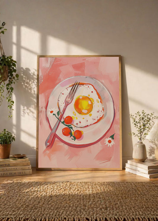 Cuadro Decorativo Trendy, Huevo Frito Plato Rosa