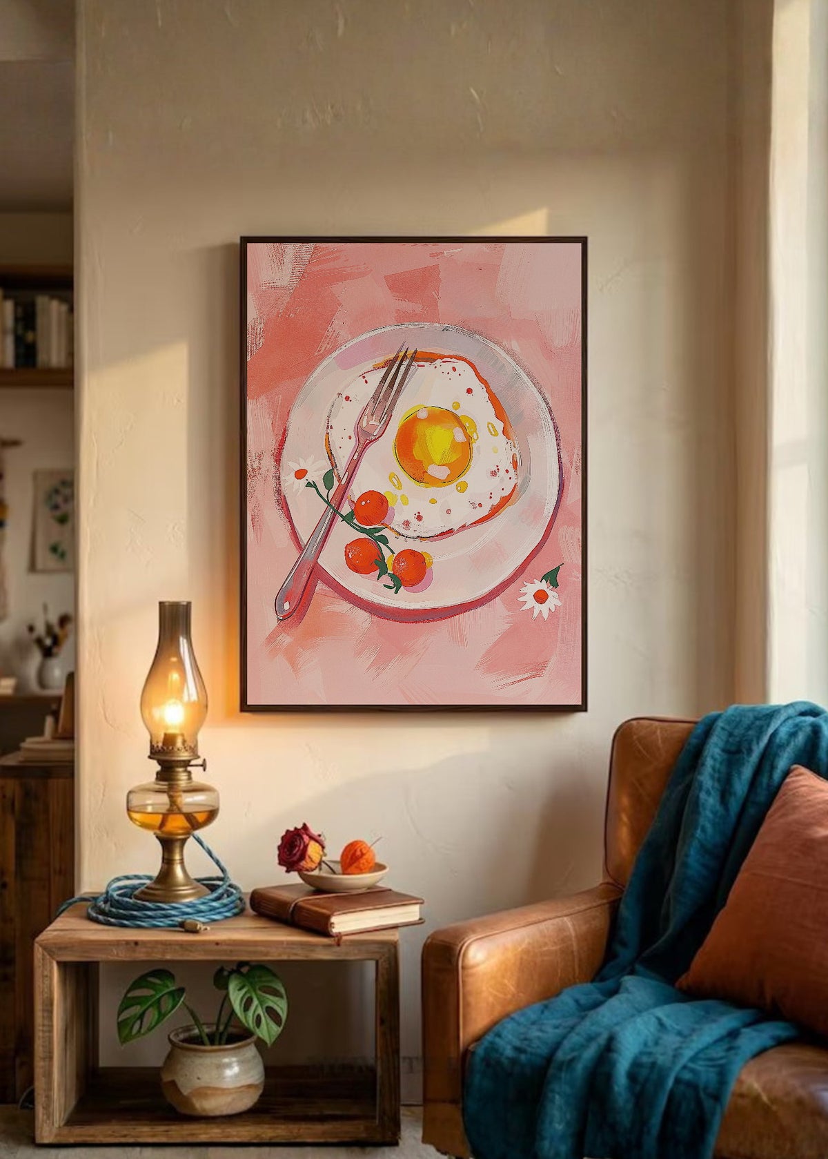 Cuadro Decorativo Trendy, Huevo Frito Plato Rosa