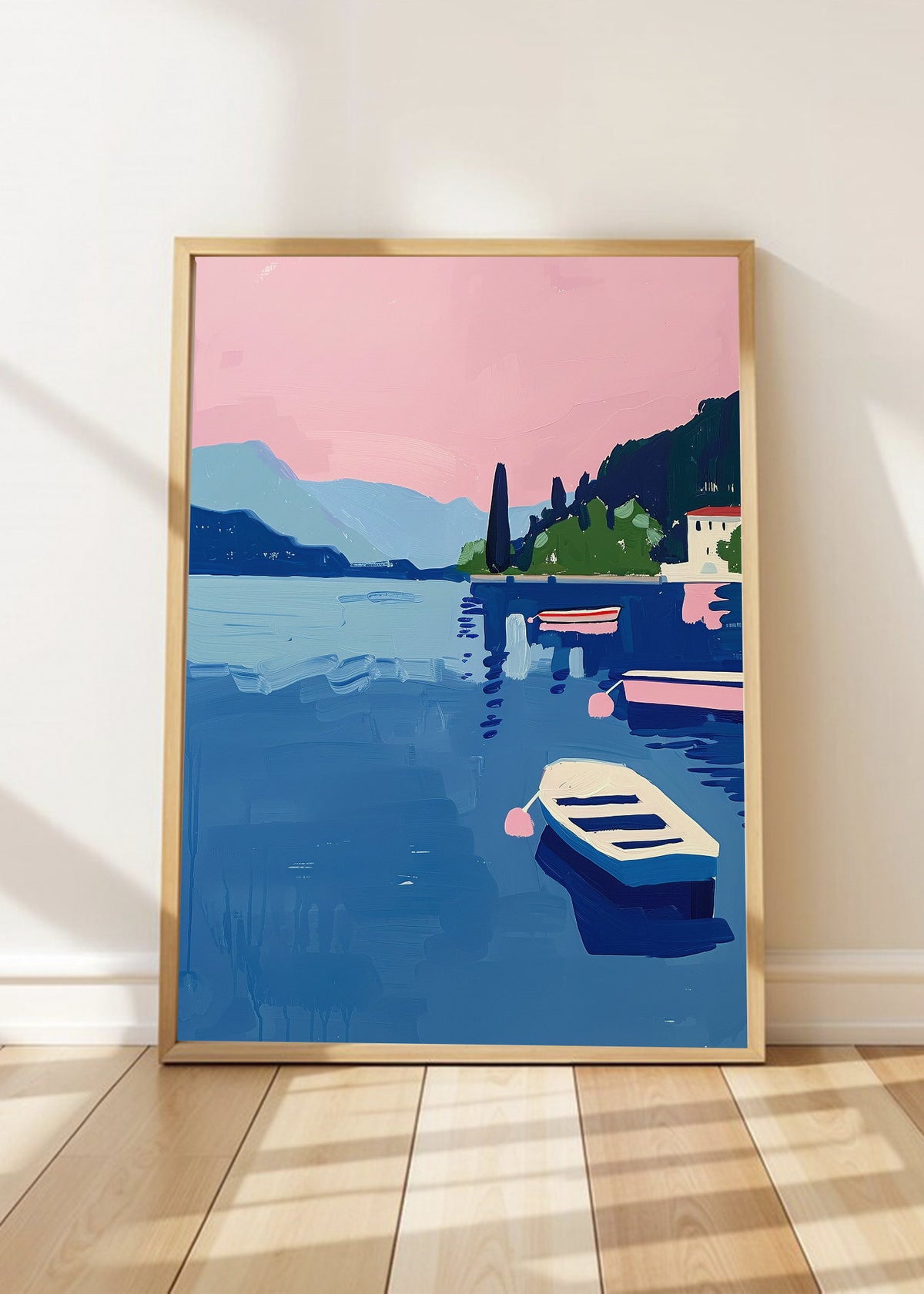 Cuadro Decorativo Trendy, Lago Bote Azul Montañas