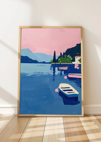 Cuadro Decorativo Trendy, Lago Bote Azul Montañas