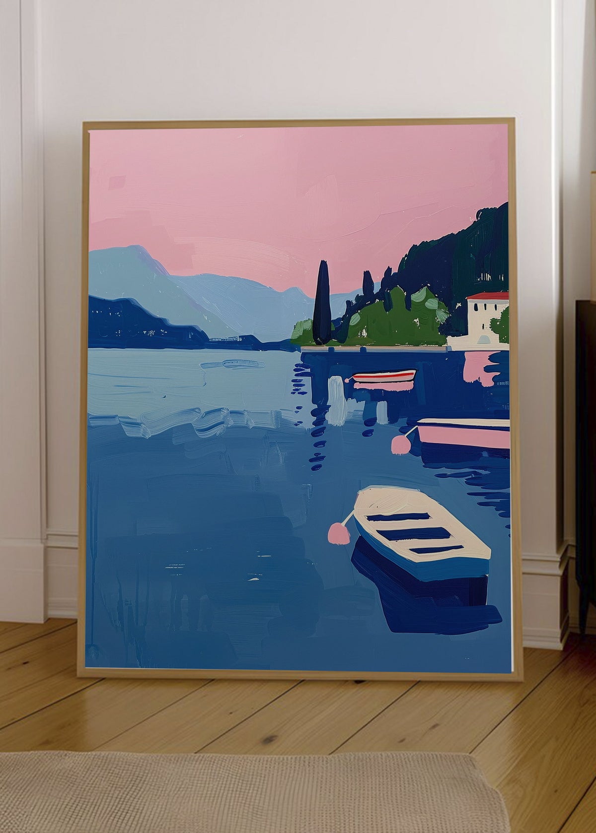 Cuadro Decorativo Trendy, Lago Bote Azul Montañas