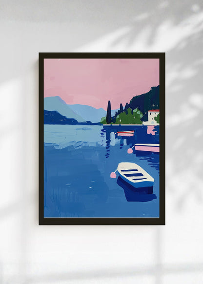 Cuadro Decorativo Trendy, Lago Bote Azul Montañas