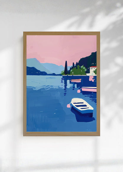 Cuadro Decorativo Trendy, Lago Bote Azul Montañas
