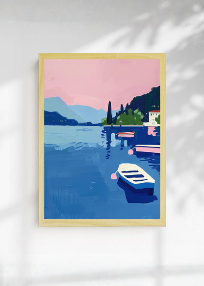Cuadro Decorativo Trendy, Lago Bote Azul Montañas