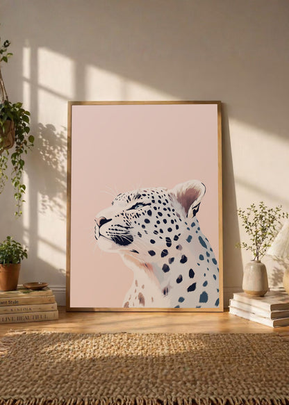 Cuadro Decorativo Trendy, Leopardo Blanco Perfil Rosa