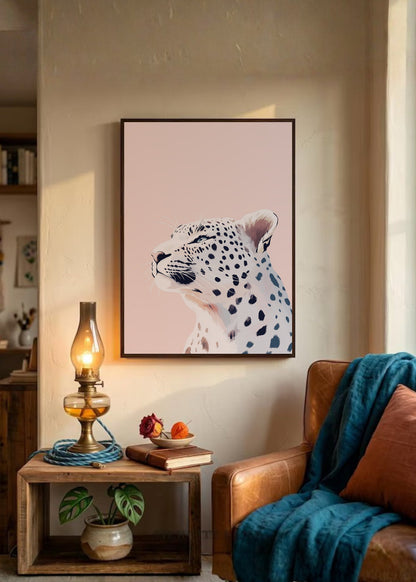 Cuadro Decorativo Trendy, Leopardo Blanco Perfil Rosa
