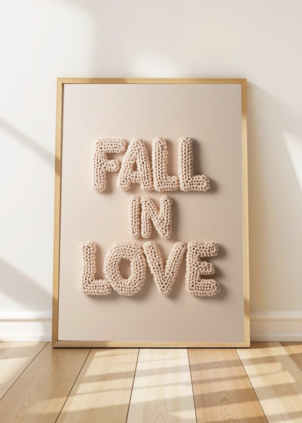 Cuadro Decorativo Trendy, Letras Fall in Love Perla Crema