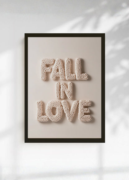Cuadro Decorativo Trendy, Letras Fall in Love Perla Crema