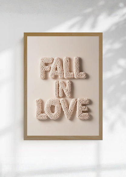 Cuadro Decorativo Trendy, Letras Fall in Love Perla Crema