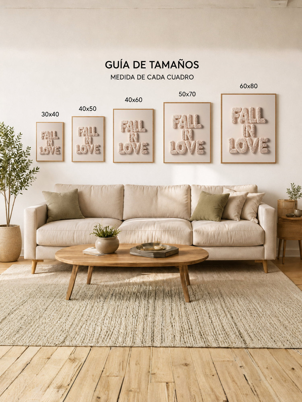 Cuadro Decorativo Trendy, Letras Fall in Love Perla Crema