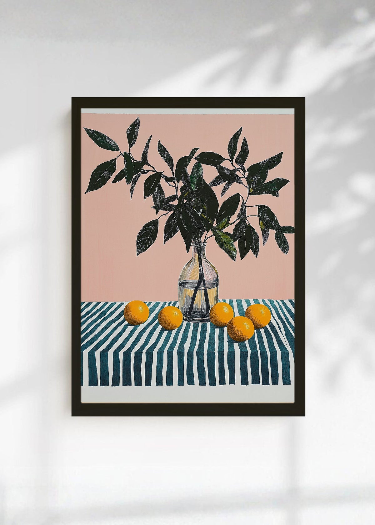 Cuadro Decorativo Trendy, Limonero Jarrón Rayas Rosa