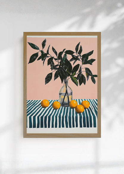 Cuadro Decorativo Trendy, Limonero Jarrón Rayas Rosa