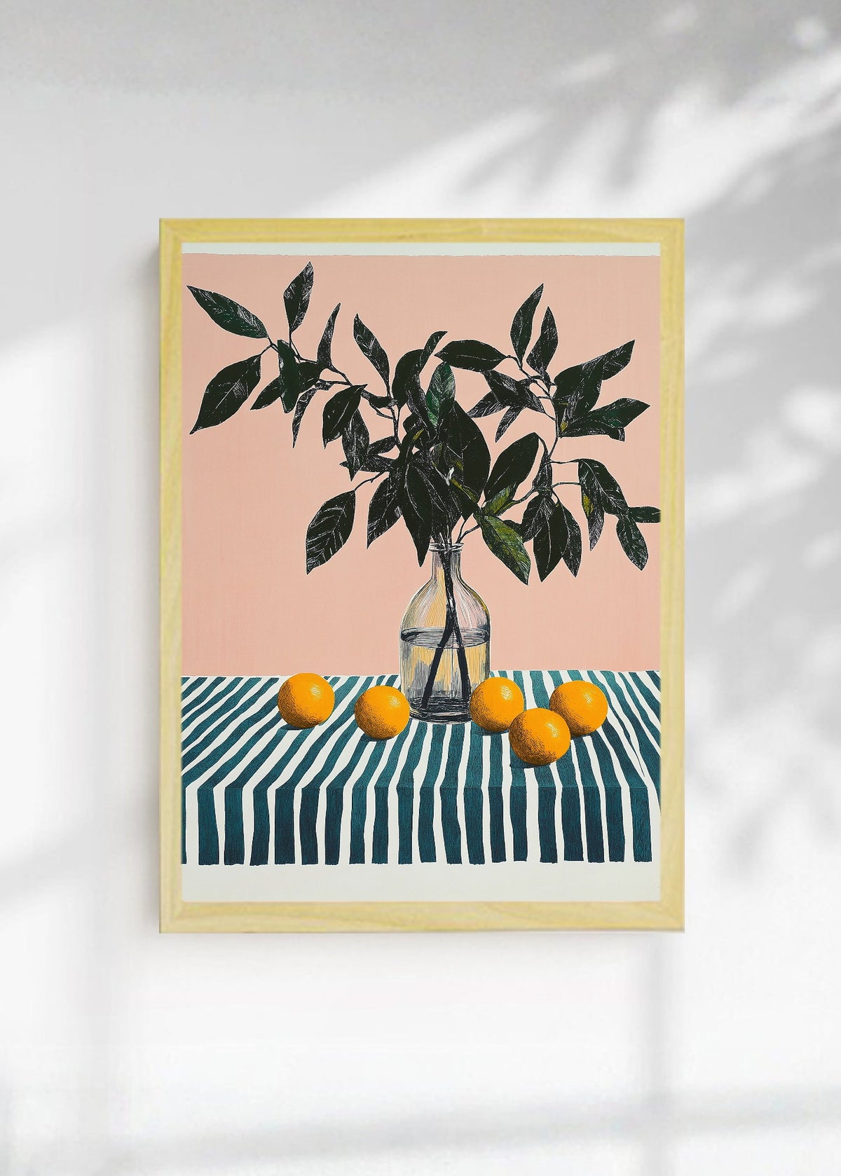 Cuadro Decorativo Trendy, Limonero Jarrón Rayas Rosa
