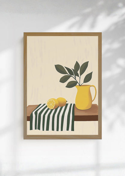 Cuadro Decorativo Trendy, Limones Jarra Amarilla Rayas